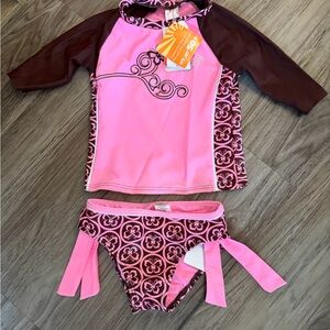 Gossip Girl Pink and Brown Kids Rashguard Set